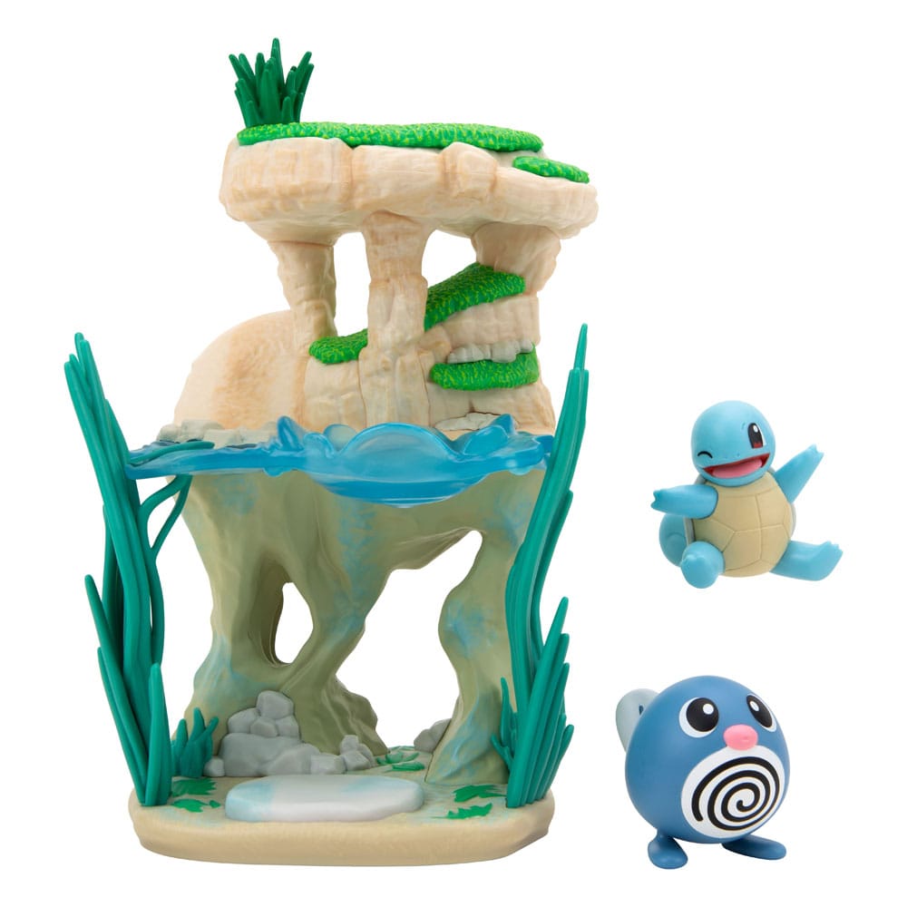 Pokémon Environment Set / Seeufer mit Quapsel & Schiggy / Jazwares / 5 cm Minifiguren + 15 cm Display