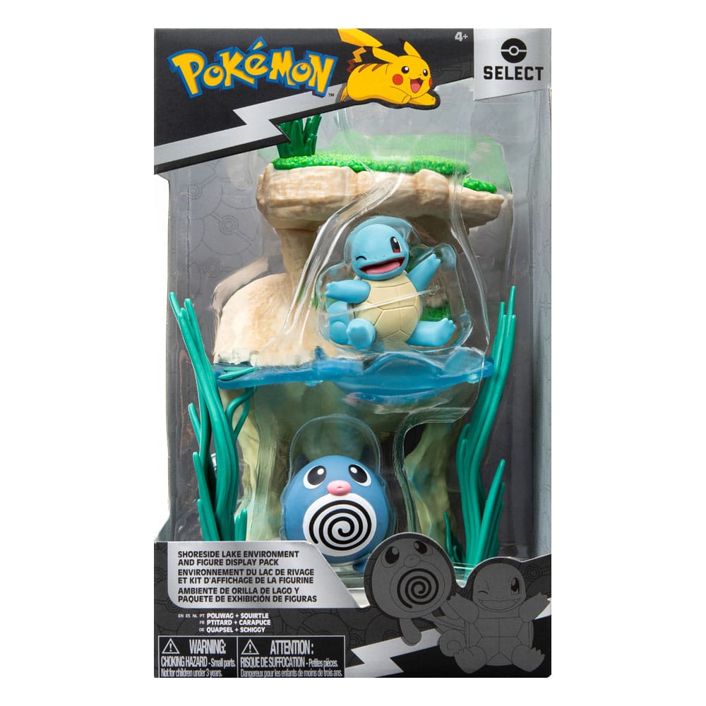 Pokémon Environment Set / Seeufer mit Quapsel & Schiggy / Jazwares / 5 cm Minifiguren + 15 cm Display