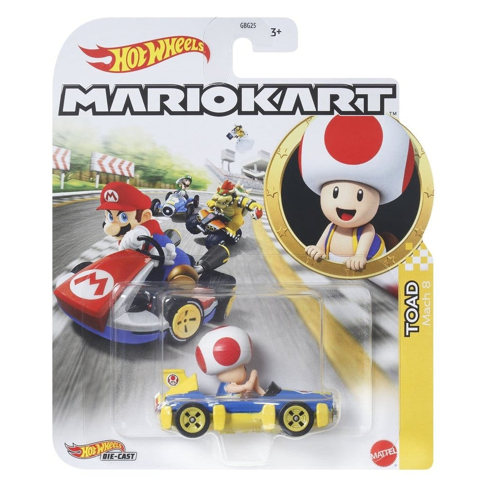 Toad im Mach 8 Die-Cast Fahrzeug / Mario Kart Hot Wheels / Mattel / 1:64