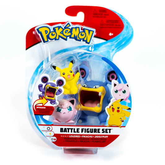 Pummeluff, Pikachu & Krakeelo - 3er Pack Pokeman Battle Miniguren