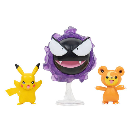 Teddiursa, Pikachu, Nebulak / 3er Pack Pokémon Battlefiguren 5 - 7,5 cm