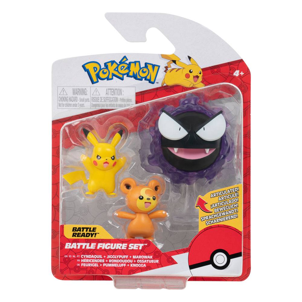Teddiursa, Pikachu, Nebulak / 3er Pack Pokémon Battlefiguren 5 - 7,5 cm