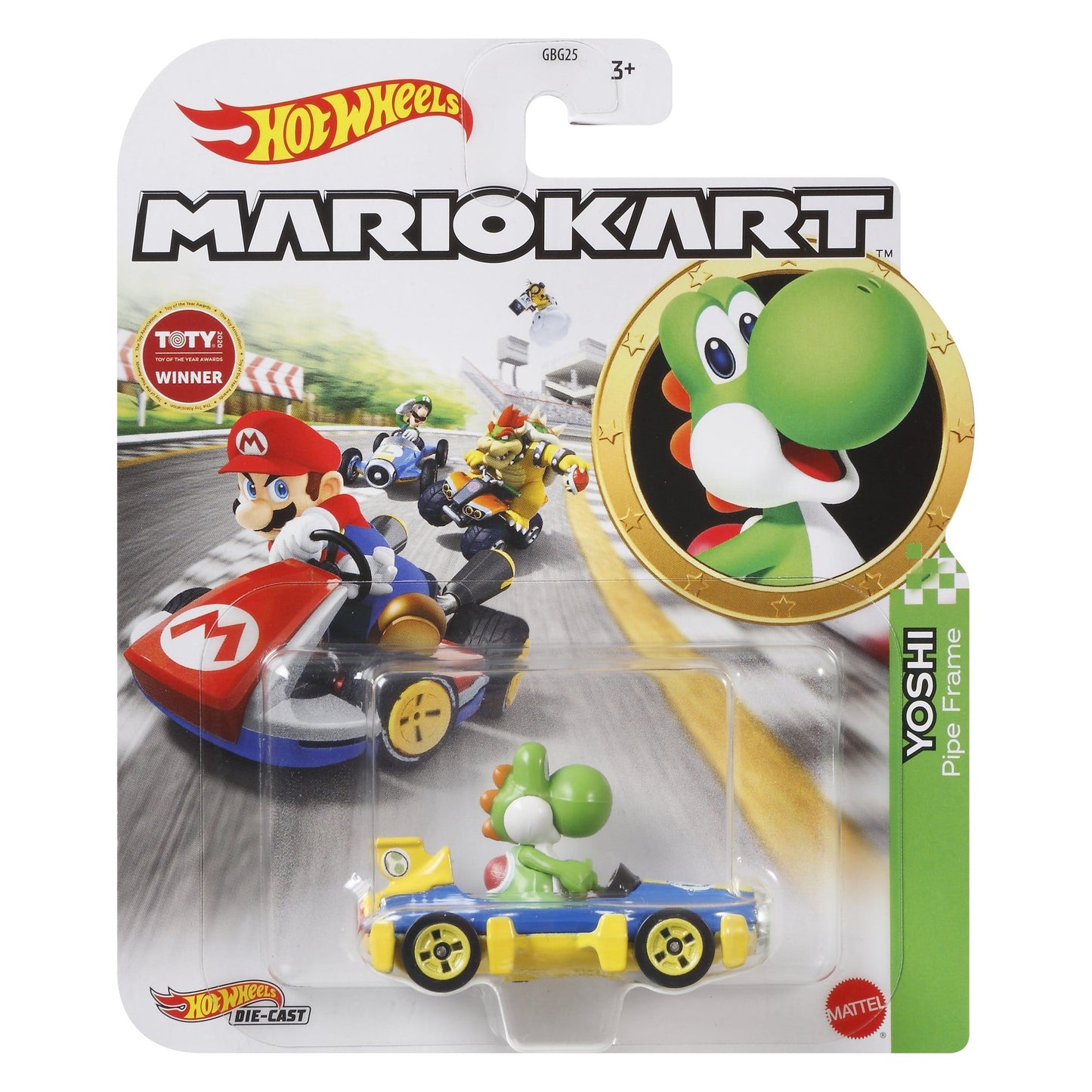 Yoshi im Mach 8 Die-Cast Fahrzeug / Mario Kart Hot Wheels / Mattel / 1:64